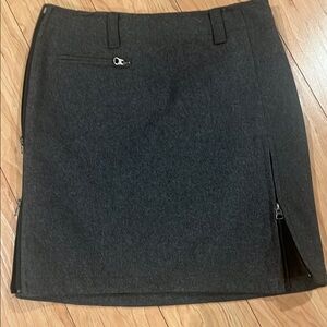 Gray Mini Pencil Skirt with Slit